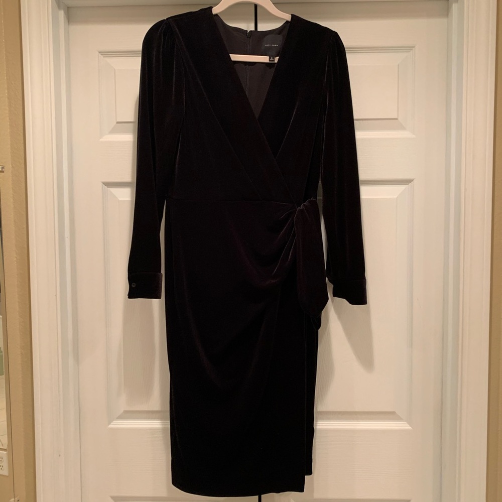 Alex Marie Black Velvet Midi Dress Size 6